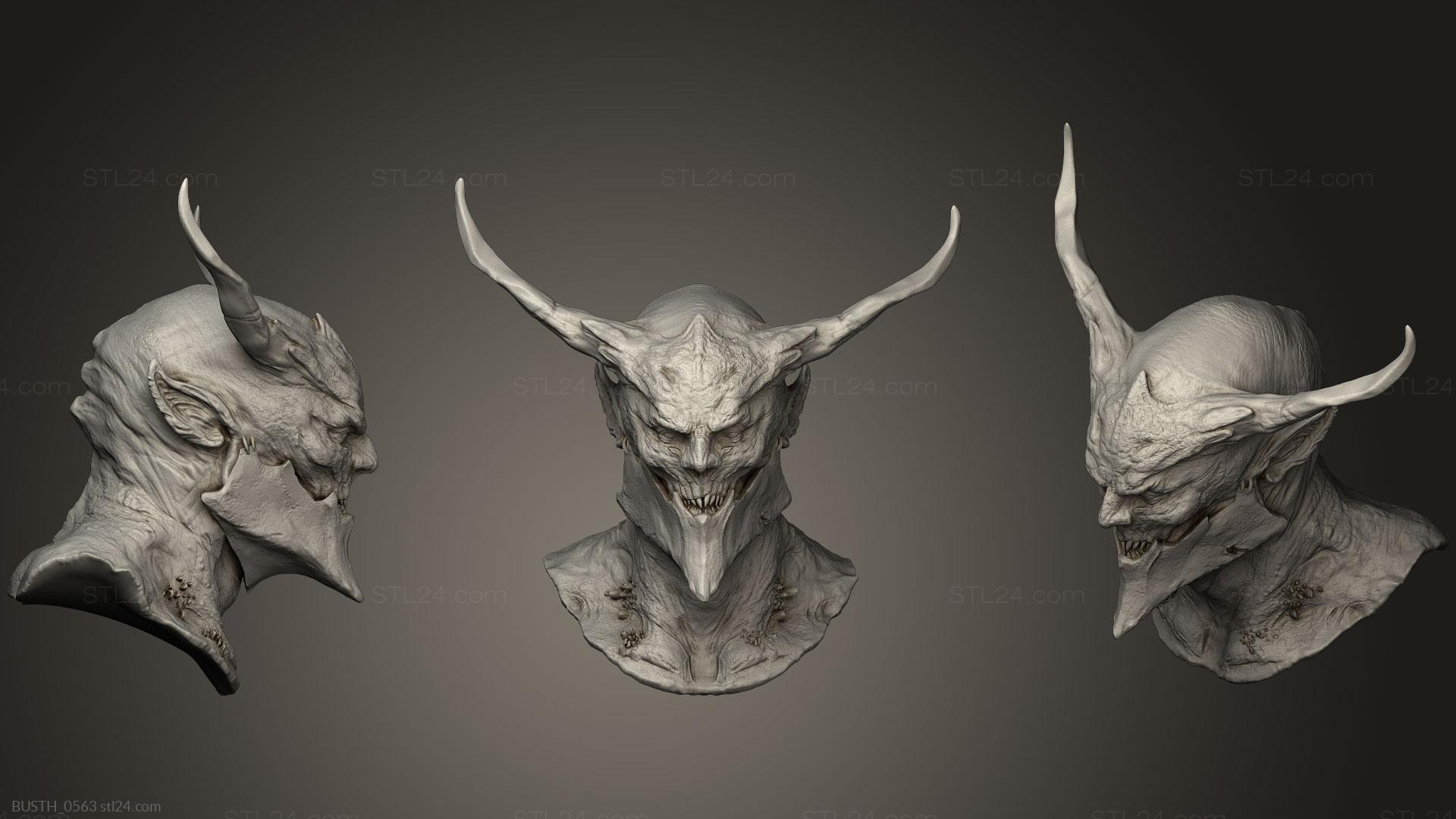 Бюсты монстры и герои (Голова демона 8, BUSTH_0563) 3D модель для ЧПУ станка